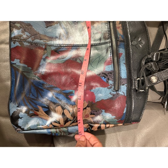 Patricia Nash Italian Leather Floral Tote Bag Fringe Accent - Picture 3 of 6